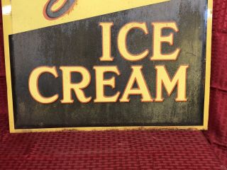 Vintage Embossed Guys Ice Cream Pressed Tin Sign 28x20 Inches 4
