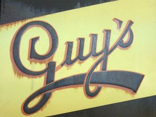 Vintage Embossed Guys Ice Cream Pressed Tin Sign 28x20 Inches 6
