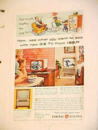 RETRO VINTAGE TV GE PORTABLE 2 TONE RED / WHITE 1955 9