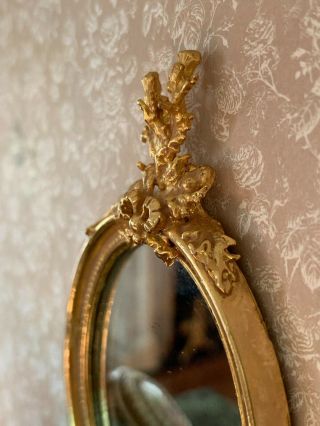 1990s Miniature Dollhouse Artisan EUGENE KUPJACK Gold Leafed Thistle Wall Mirror 2