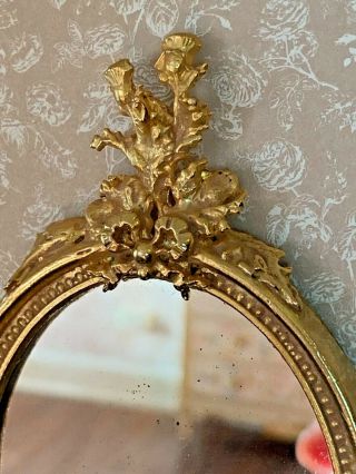 1990s Miniature Dollhouse Artisan EUGENE KUPJACK Gold Leafed Thistle Wall Mirror 3