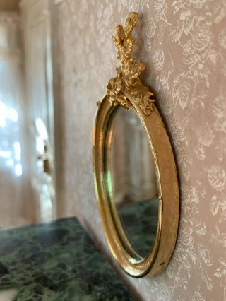 1990s Miniature Dollhouse Artisan EUGENE KUPJACK Gold Leafed Thistle Wall Mirror 4