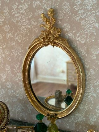 1990s Miniature Dollhouse Artisan EUGENE KUPJACK Gold Leafed Thistle Wall Mirror 6