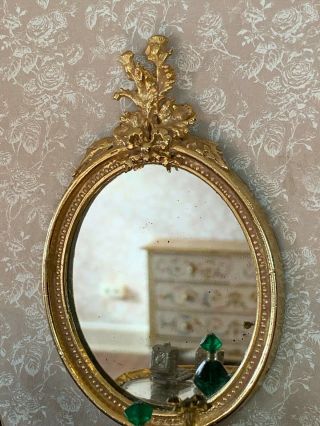 1990s Miniature Dollhouse Artisan EUGENE KUPJACK Gold Leafed Thistle Wall Mirror 7