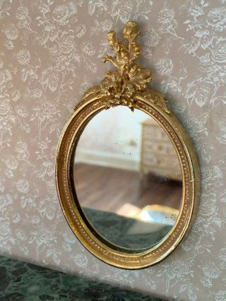 1990s Miniature Dollhouse Artisan EUGENE KUPJACK Gold Leafed Thistle Wall Mirror 8