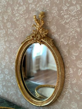 1990s Miniature Dollhouse Artisan EUGENE KUPJACK Gold Leafed Thistle Wall Mirror 9