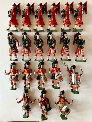 Vintage Rare Britains Models 20 Metal Highland Pipe Band Toy Soldier (a19)