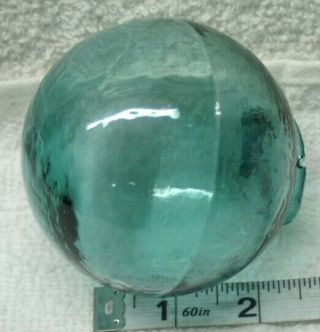 Authentic Japanese Glass Fishing Float Blue/green Marked I 0,  3 1/2 " So894