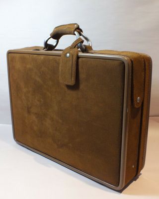Vintage Halston By Hartmann Chocolate Brown Suede Briefcase Computer Case