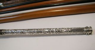Rare Vintage Sterling Silver Match Safe Holder Striker Walking Stick Cane 1 of 6 2