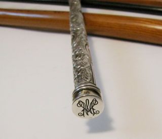Rare Vintage Sterling Silver Match Safe Holder Striker Walking Stick Cane 1 of 6 5
