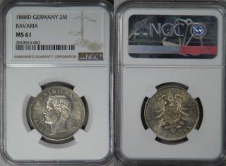 1888 - D Bavaria - German States - 2 Mark - Rare Type Ngc Ms61