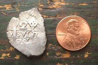 1 Antique South American Dug Relic Silver Cob Coin Virginia Civil War Site