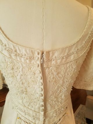 Elegant 1960’s Vintage Wedding Gown W/ Train - Short Sleeves - Mesh Neck And More