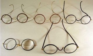 5 Pairs Antique Windsor Spectacles Eyeglasses With Frames & Cases