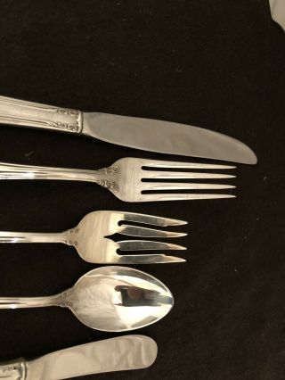 International Sterling Silver Joan of Arc 5 Piece Place Setting Fork Knife Spoon 4