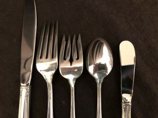 International Sterling Silver Joan of Arc 5 Piece Place Setting Fork Knife Spoon 6