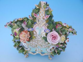 Large Antique Meissen Porcelain Flower Basket / Bowl - Reticulated With Birds
