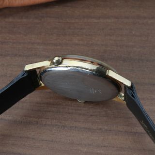 Vintage Eloga Triple Date Calendar Swiss Men ' s Wrist Watch Brevet Gold Tone 34mm 5