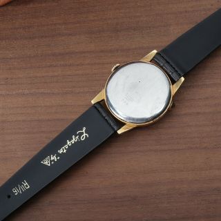 Vintage Eloga Triple Date Calendar Swiss Men ' s Wrist Watch Brevet Gold Tone 34mm 6