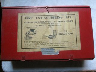 Very Rare Swarr Antique Fire Extinguisher Kit Wood Box Lancaster Pa