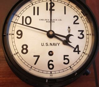 WWII US NAVY ships Clock runs serial 430109 May 1944 Zig Zag w/Key 2