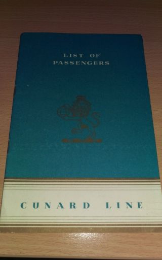 Cunard Line Antique Passenger List Queen Mary 1952 Good For Framing