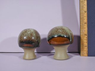 Vintage Mcm Robert Maxwell Pottery Brown Glaze Mushroom Matching Pair