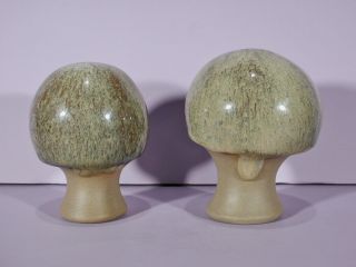 Vintage MCM Robert Maxwell Pottery Brown Glaze Mushroom Matching PAIR 2