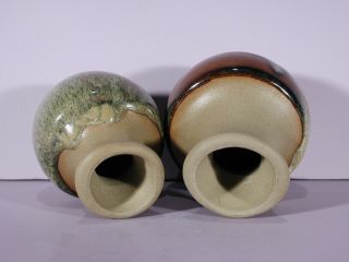 Vintage MCM Robert Maxwell Pottery Brown Glaze Mushroom Matching PAIR 5