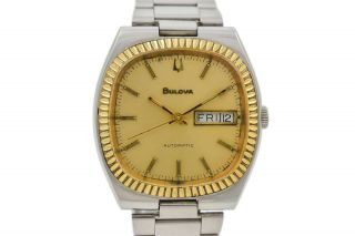 Vintage Bulova Day/date Stainless Steel Mens Automatic Watch 924