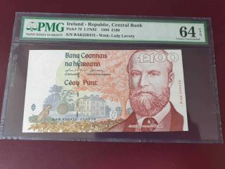 Rare 100 Pounds Ireland Rep Of Eire 22.  8.  96 Last Dt Pmg64 Epq