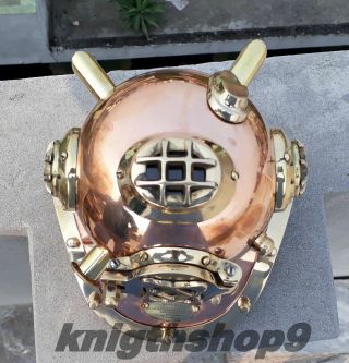 U.  S.  Navy Mark Mini Diving Helmet Antique Brass Deep Steel Sea Divers Helmet Gift 2