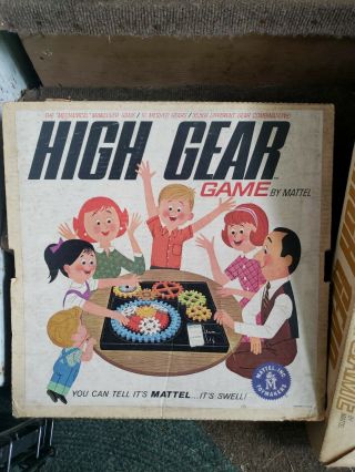 2 - Vintage Mattel High Gear Board Game Turning Interlocking Gears Family Fun 1box 2