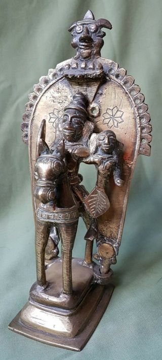 Antique 18th Century Indian Brass Horse And Riders Figure Statue,  Alter