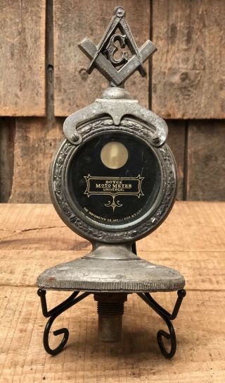 Vintage Boyce Moto - Meter Auto Car Radiator Thermometer Gauge Masonic