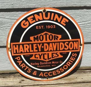 Vintage Harley Davidson Motorcycle Porcelain Gas Service Station Pump Plate Sign