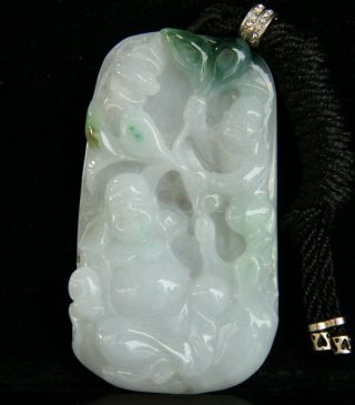 Chinese Exquisite Hand - Carved Buddha People Carving Jadeite Jade Pendant