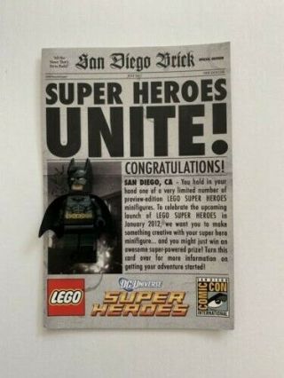 Lego Dc Batman Sdcc San Diego Comic Con 2011 Exclusive Minifigure & Rare