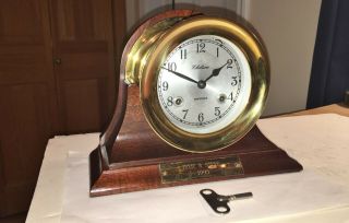 Vintage Chelsea " Shipstrike " Brass Maritime Clock With Stand And Beauty