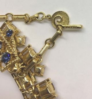 OMG Vintage LISNER Sapphire Blue Rhinestone Necklace Clip On Earrings Set 7