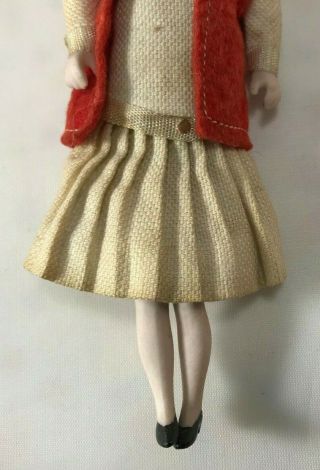 Antique German Bisque Girl with Red Vest and Beret 6
