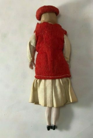 Antique German Bisque Girl with Red Vest and Beret 7