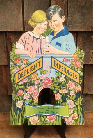 Rare Vintage 30s Dee - Light Beverages Soda Pop Bottle Topper Store Display Sign