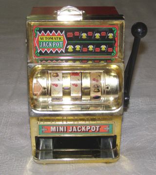 Vint.  Small “mini Jackpot” One Armed Bandit Slot Machine Toy Bank,  Gaming,  Casino
