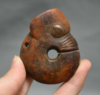 2.  6 " China Hongshan Culture Old Jade Stone Carved Pig Dragon Amulet Pendant Q32