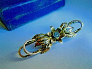 Imper.  Russian 84 Silver Brooch With Aquamarine Stone,  Faberge Design 19 Century