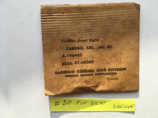 50 Ww2 M1 M2 30 Us Carbine Pin,  Front Sight Marked:saginaw Nos