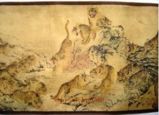 Chinese Painting Scroll Of Hundred Tigers 2