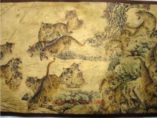 Chinese Painting Scroll Of Hundred Tigers 5